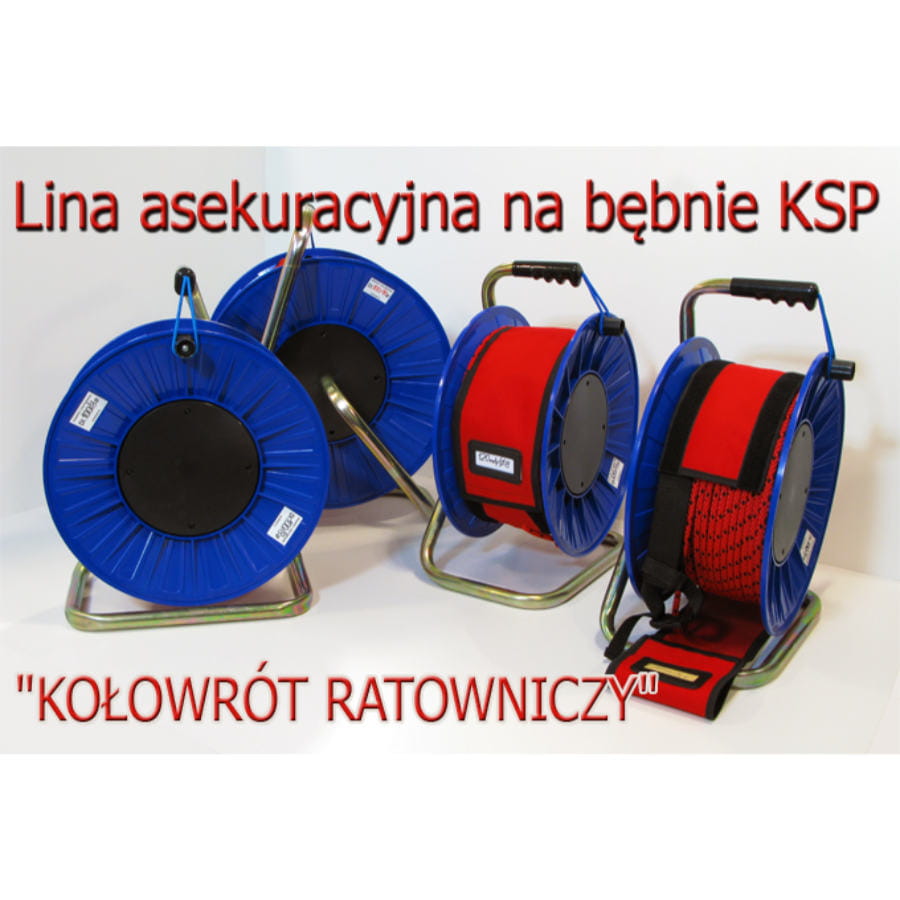 KOŁOWRÓT RATOWNICZY Lina asekuracyjna na bębnie KSP .