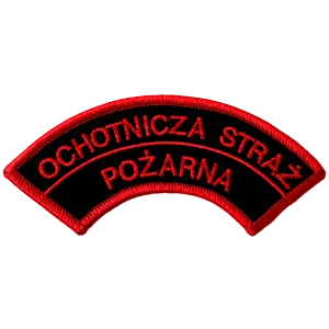 Dystynkcja na mundur z napisem Ochotnicza Straż Pożarna - CZERWONY