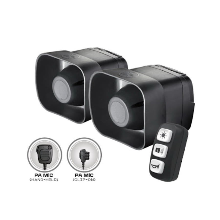 Syrena dwugłośnikowa SAS32R-MS z mikrofonem.