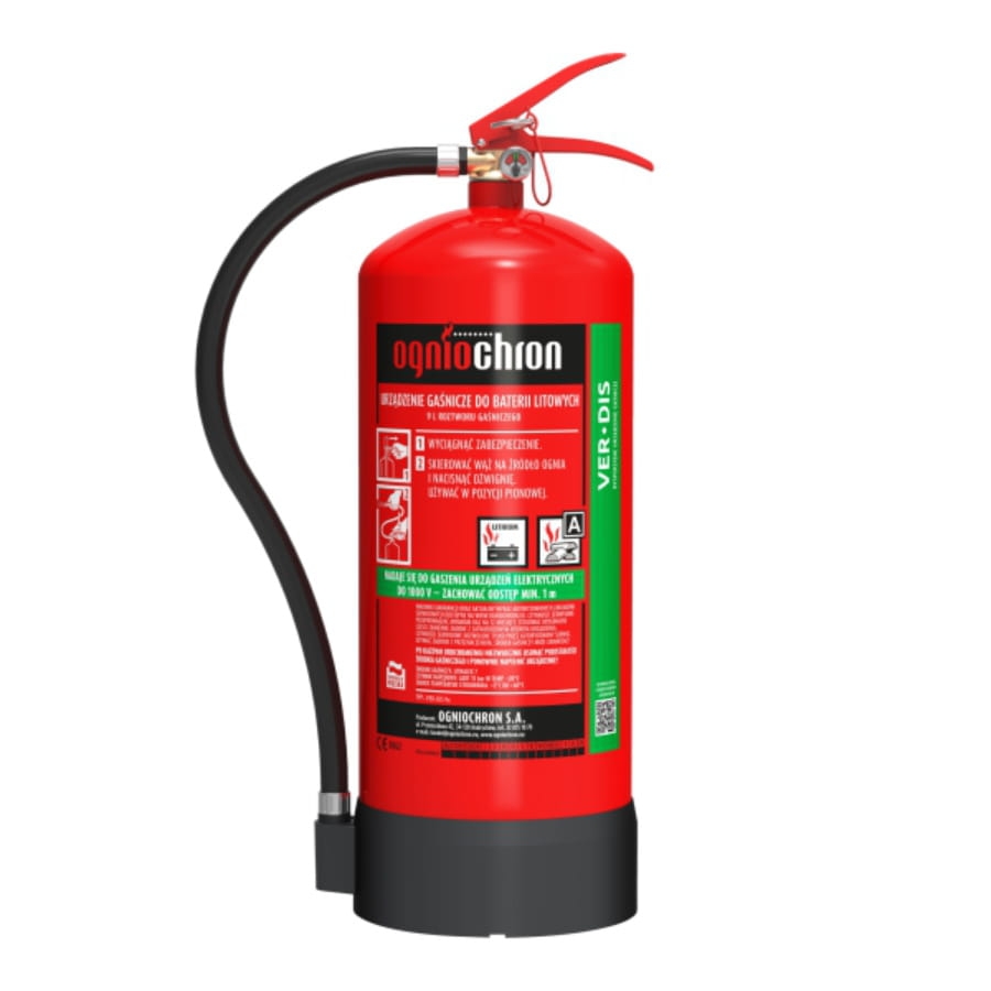 Gaśnica VER-DIS 9x urządzenie do baterii litowych 9kg.