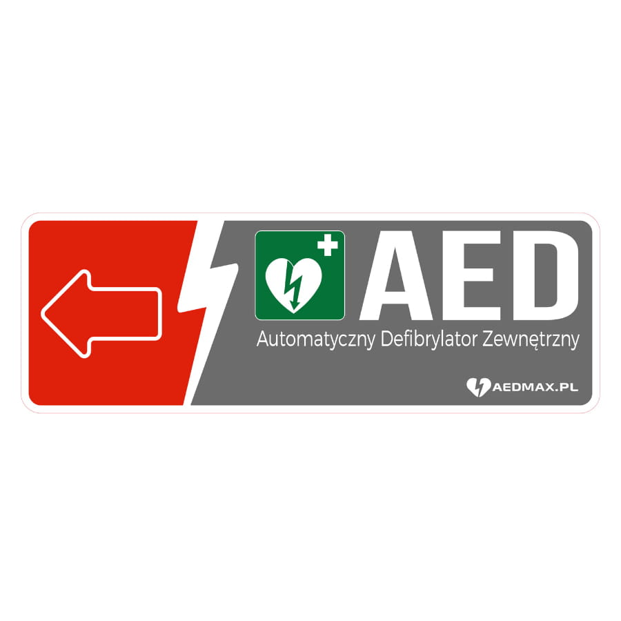 Tablica AED kierunkowa lewa wewnętrzna.