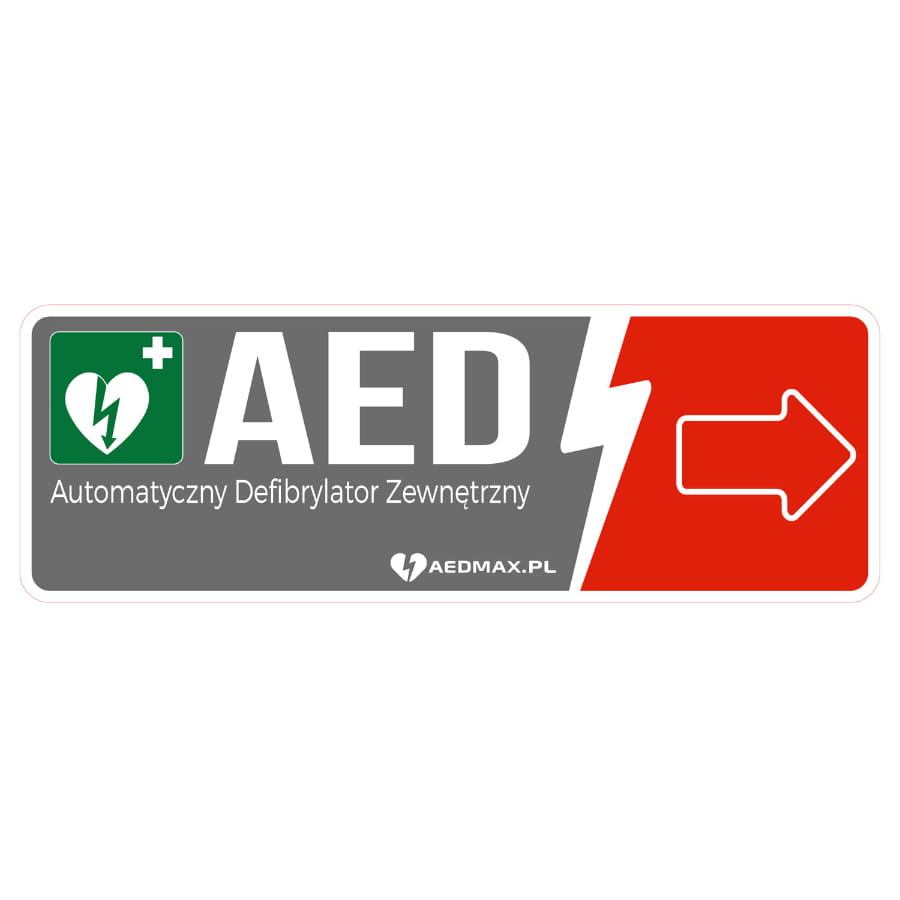 Tablica AED kierunkowa prawa zewnętrzna .