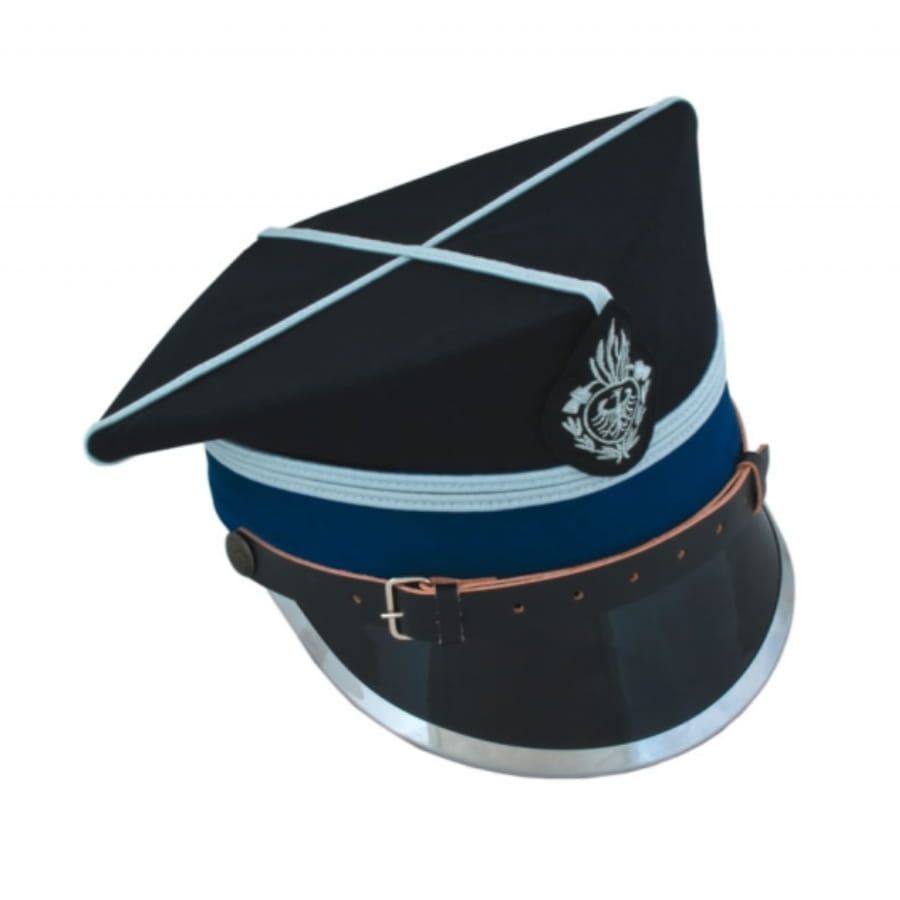 Czapka rogatywka OSP okuta gabardyna 2 galony krzyżak.