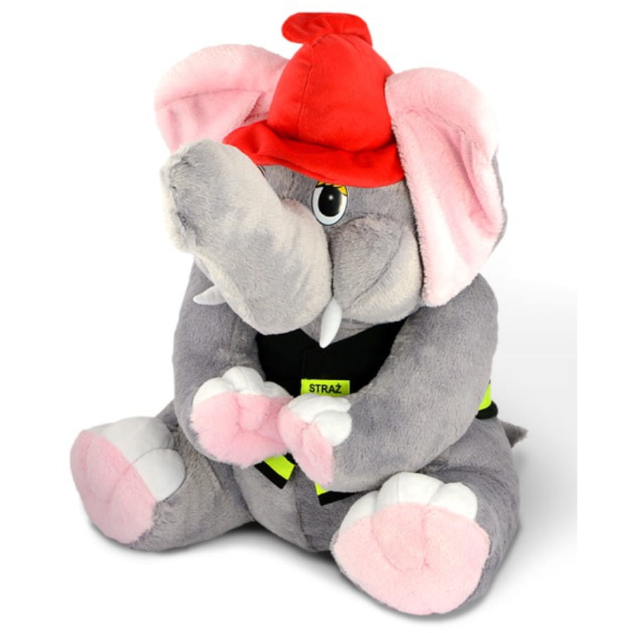 Maskotka słoń strażak duży.