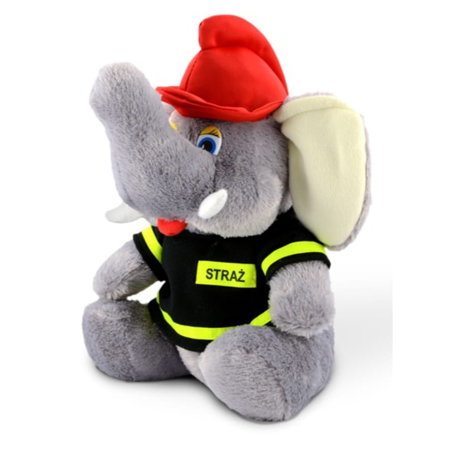 Maskotka słoń strażak średni.