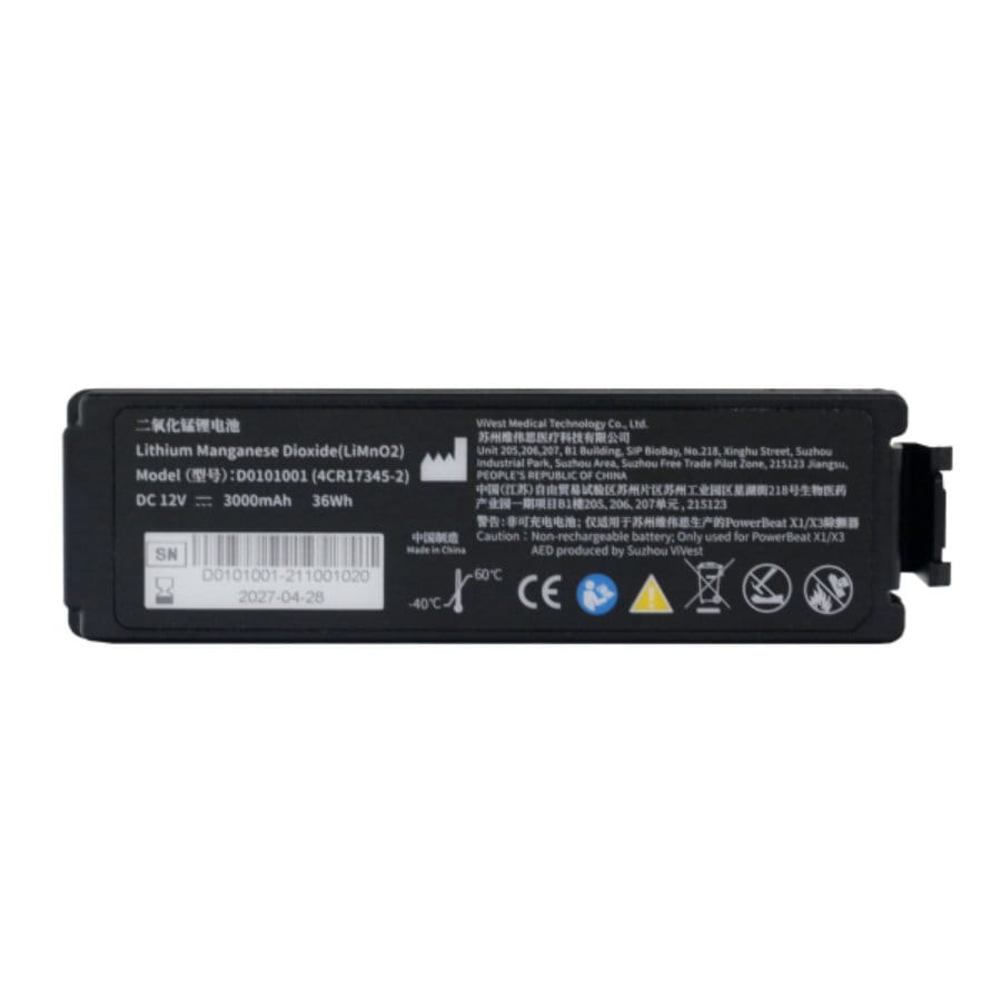 Bateria do AED Vivest PowerBeat X1/X3.